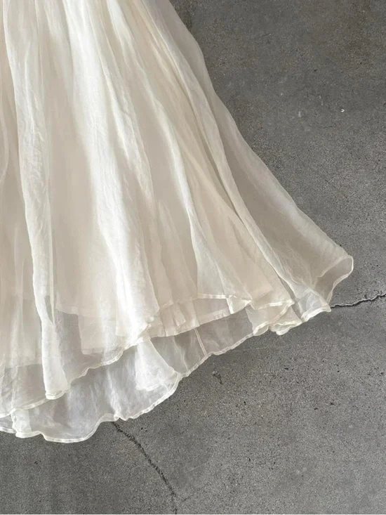 Vintage Ethereal White V-Neck Maxi Fairy Dress - Picture 3 of 7